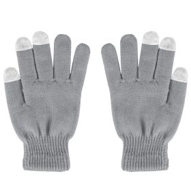 Unisex Winter Knit Gloves Touchscreen Outdoor Windproof Cycling Skiing Warm Gloves (Color: Grey)