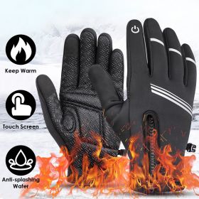 1Pair Winter Gloves Touchscreen Thermal Windproof Fleece Lined Gloves (size: L)